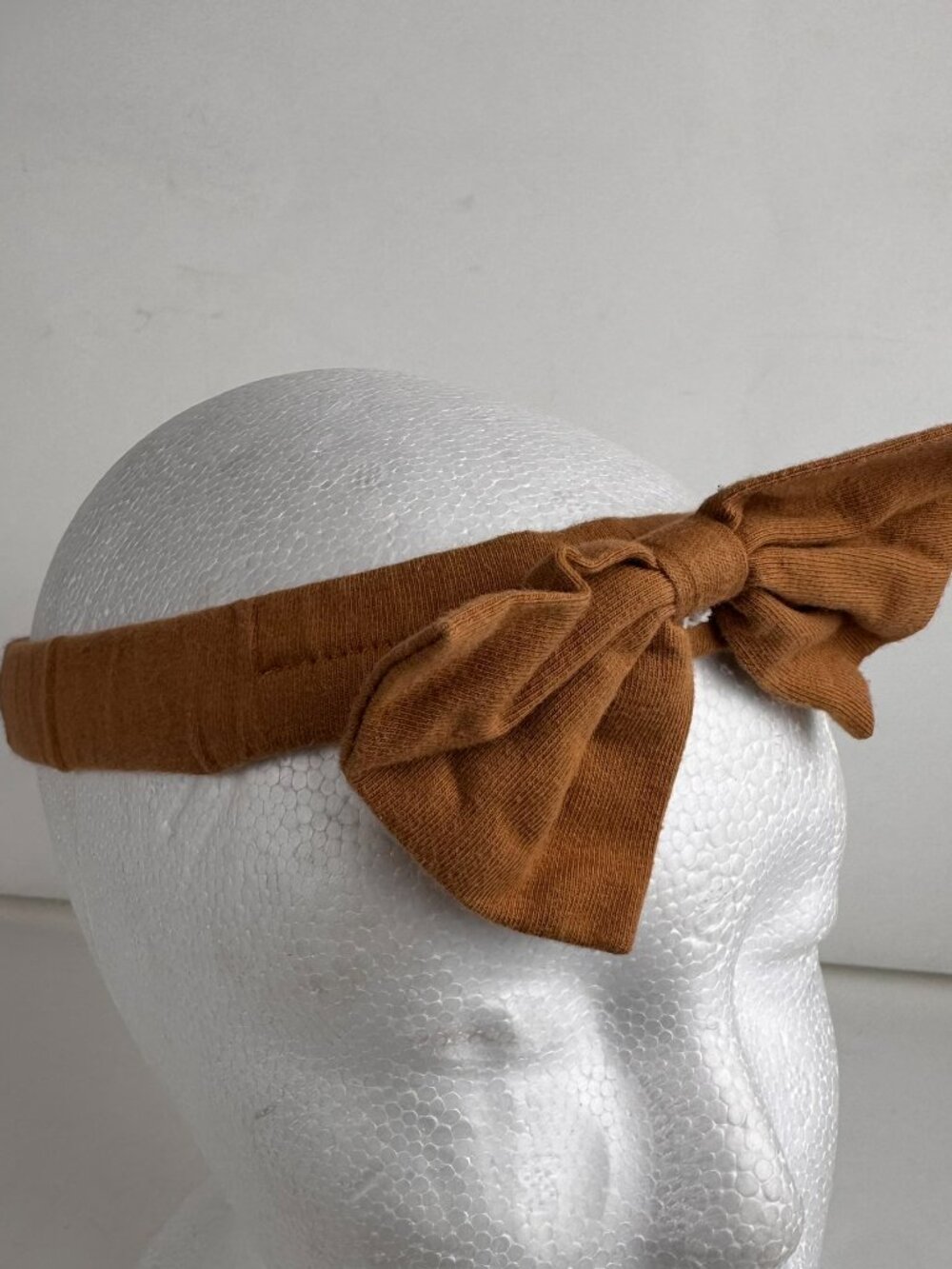 Baby Toddler Large Bow Elastic Headband Hair Wrap Rust Brown Knit